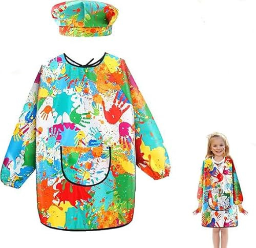 TaiXinYulyTablier Peinture Enfant, Imperméable Blouse Peinture Enfant 6-12 Ans Filles et Garçons, Tablier Manches Longues, Imperméable, Cuisine, Filles et Garçons