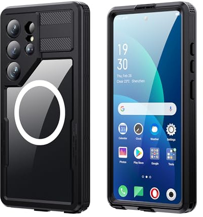 Lunivop för Samsung Galaxy S26 Ultra Case vattentät dammtät klar 【IP68 undervatten】 inbyggt skärmskydd snodd dykning telefonfodral för S26 Ultra 6,9 tum (svart)