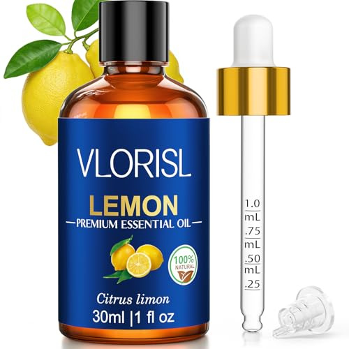 VLORISL Olio Essenziale Limone 30ml con Contagocce per Diffusore | Aroma fresco e agrumato per diffusori, spray ambiente, miscele aromatiche, candele fai-da-te e uso quotidiano in casa