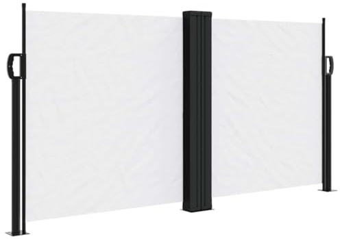 Kaorsrow Tenda da sole laterale estensibile, colore bianco, 120 x 1200 cm, protezione dagli sguardi indiscreti, per giardino, balcone e terrazza, doppia tenda laterale, divisorio in poliestere, con