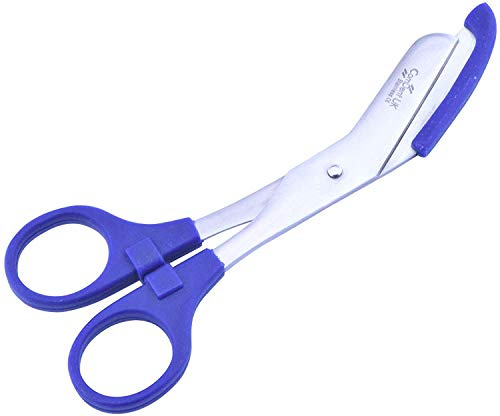Bandage Scissors with Round Tip Perfect for Nurses,Veterinary and Home Use with with Colored Safety Guard 5 -Colours (Blue)