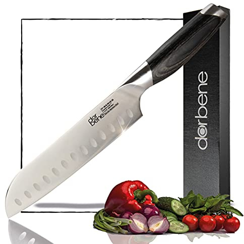 DarBene Santokumesser P-Series 18cm – Profi Küchenmesser | deutscher Edelstahl, ergonomischer Pakka Holzgriff, Kochmesser für Privat & Restaurants, nachschleifbar