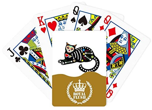 Sit Black Cat Bone Heart Halloween Terror Atmosphäre Royal Flush Poker Spielkartenspiel