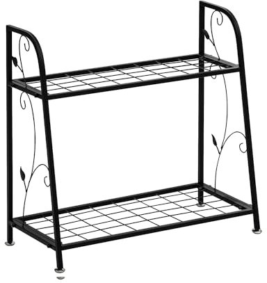 STILISTA Pflanzenregal aus Metall für Indoor und Outdoor, Blumentreppe, verschiedene Modelle, 2 Ablagefächer