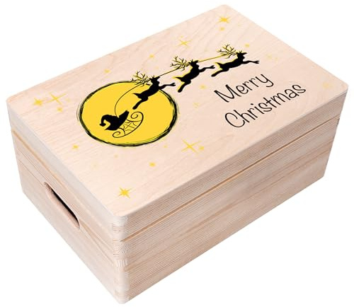 Creative Deco Weihnachtsgeschenke Personalisiert Holzkiste - Santa Schlitten | Wunschtext Weihnachten Geschenke | Dein Eigener Wünsche Text Individuelle Geschenk | Weihnachtsdeko | Für Frauen, Männer