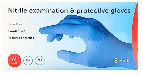 SURGICALMED - Nitrilhandschuhe (200 Stück) - Größe M - Farbe blau - Puderfrei und Latexfrei - Hohe Festigkeit und Haltbarkeit - Einweghandschuhe - Geeignet für Medizin, Lebensmittel und zu Hause.
