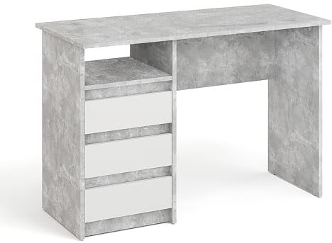 KOMTO Schreibtisch mit Schubladen - Bürotisch Computertisch Klein Arbeitstisch Büro PC-Tisch Kinderschreibtisch mit Stauraum | Moderner Schreibtisch Beton | Oslo 110 x 50 x 74 cm
