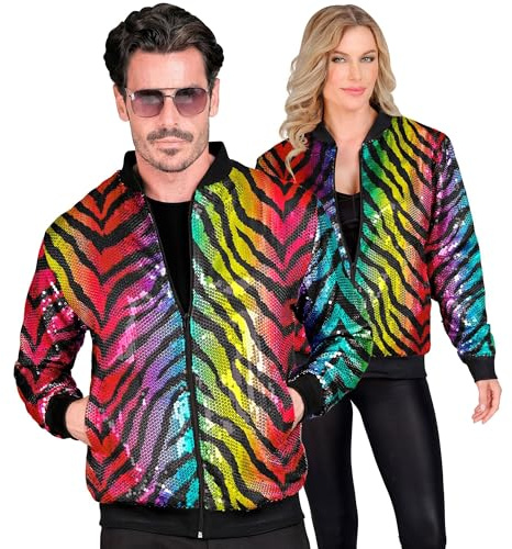 W WIDMANN MILANO Party Fashion - Pailletten Bomberjacke | für Erwachsene, glänzende Kostümjacke für Festival, Karneval und auffällige Party- / Disco-Outfits
