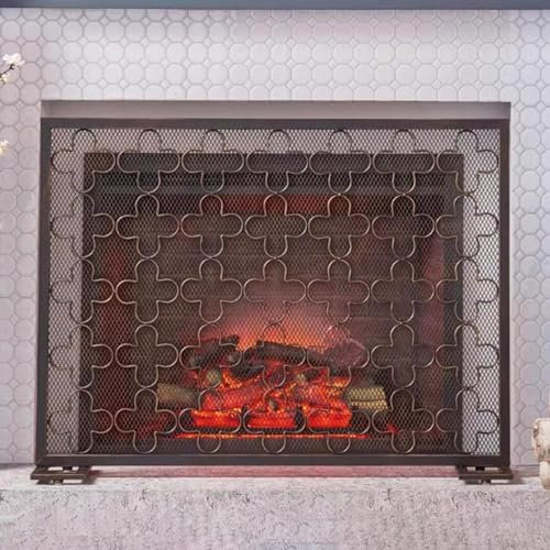 NUNETH Kaminschutzgitter Holzscheitbrenner-Kaminschirm, Vintage Handgefertigte Feuerschutzgitter, Anpassbarer Herdschutzzaun für Kinderhaustiere, Robust und Einfach Anzubringen (Color : Copper)