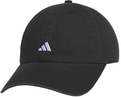 adidas Women's Saturday Hat – Relaxed Fit Strapback Baseball Cap, Black/White/3, OSFA