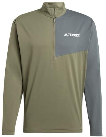 adidas Men's Terrex Multi Climacool Half Zip Long Sleeve, Olive Strata, M