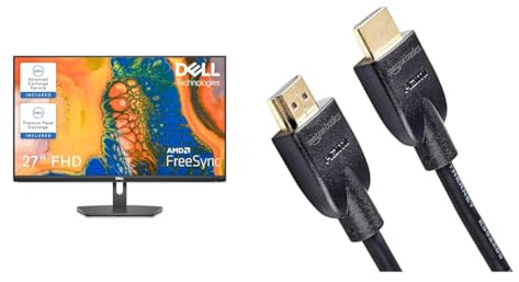 Dell S2721NX 27 Full HD (1920x1080) Monitor, 75Hz, IPS, 4ms, AMD FreeSync & Amazon Basics - Cavo HDMI 4K da 0,9 m, alta velocità con Ethernet 18 Gbps, 4K@60 Hz, 2160p, Nero