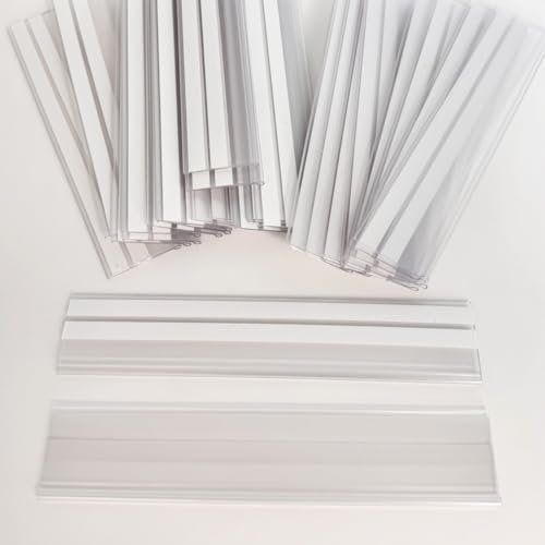 50 Stück selbstklebende Etiketten, individuelle Etikettenhalter, 200 mm, Preisschilder, Preisschilder, transparente Klebeetiketten (39 x 200 mm)