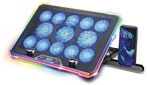 Refroidisseur PC Portable 17'', RGB, Support Ergonomique pour Ordinateur Portable, 13 Ventilateurs Inclus