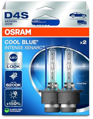 Osram XENARC® COOL BLUE® INTENSE D4S, +150% mehr Helligkeit, bis zu 6.200K, Xenon-Scheinwerferlampe, LED Look, Hängebox (2 Lampen)