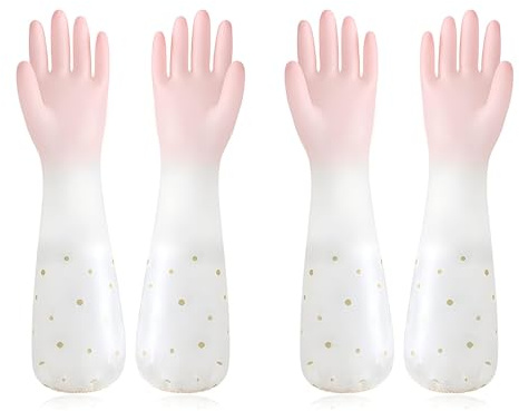 LHLZBN marigold gloves medium，washing up gloves–Household & Garden Chores, Gardening, Weeding, Washing, Cleaning & Dishwashing–Extra Protection Sleeves-Waterproof and Lined for Warmth (2)