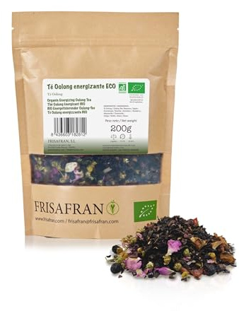 FRISAFRAN | Té Oolong energizante Ecológico Granel 200g | Hojas de Té Oolong | hojas sueltas de té | natural | Depurativo | Rejuvenecedor | Infusion Saludable | Infusión de Hierbas oolong | Té Azul