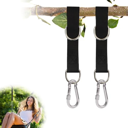 HERKINDNESS Schaukel Befestigung, 2 Stück Schaukel Aufhängung mit 2 Karabinern, Schaukelseil das Schnell Montiert und Entfernt Werden Kann, für Aufstellen von Hängematten und Schaukeln