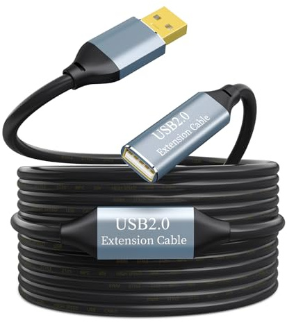 SSS·GRGB Aktives USB 2.0 Verlängerungskabel 20 m, A-Stecker auf A-Buchse | 480 Mbit/s, 2 Repeater-Chips, vergoldete Stecker, 5-fache Abschirmung, für Maus, Tastatur, Webcam, Drucker, nicht zum Laden