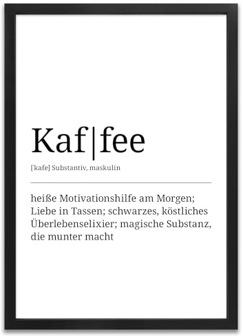 ARTFAVES® Poster Definition Kaffee | Worterklärung Duden Lexikon Wanddeko Wandbild Spruch als Geschenk | mit Rahmen Holz Schwarz | 30 x 40 cm