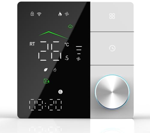 ChicBosomn Smart Immersion Heater Timer Switch, WiFi Smart Life App Control Programmable Thermostat with Knob and Voice Remote Control(White+black)