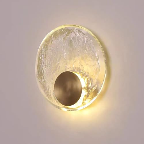 LOGT LED Kristall Wandlampe Gold Runde Wandleuchte Innen Luxus K9 Glas Lampe Moderne Dimmbar Wandbeleuchtung Up Down Beleuchtung Licht Wand Deko 3000K/4500k/6000k für Schlafzimmer Wohnzimmer