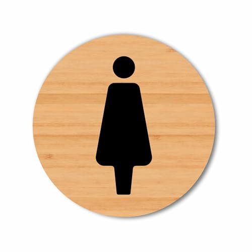 Female Symbol Sign – 100 x 100mm – Sustainable Bamboo with Vivid Print, Peel-and-Stick Installation, Eco-Friendly Restroom Signage for Offices, Restaurants & Public Spaces
