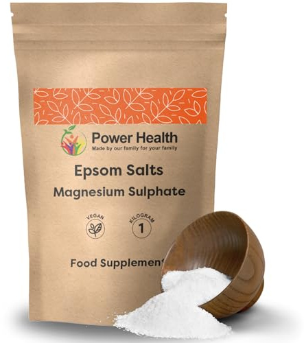 Magnesium Sulphate Epsom Salts 1kg - Bath Salts for Muscle Soak | Epsom bath salts to drink, magnesium foot soak for hard skin, pure muscle recovery bath soak, by Power Health