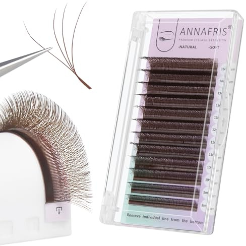 ANNAFRIS 4D Wimpern Extension W Premade Wimpernverlängerung 4D Russian Volumen Eyelash Extension(4D,Brown,0.07C,8-15mm)