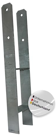 H-Pfostenanker 8,0/201/800 mm, feuerverzinkt als Pfostenträger | H-Anker 201 x 800 mm für 20 x 20 cm | stabiler Betonanker & Einschlaghülse