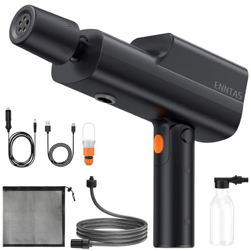 Cordless Pressure Washer 12000mAh Battery, Cordless Jet Wash 30-60 Min Runtime, Portable Power Washer with 5M Hose & 5-in-1 Nozzle, Type-C Charging, Foam Pot for Car, Bike, Floor, Garden Watering