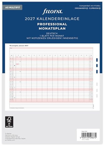Filofax Kalender A5 Prof.Monatspl. (deutsch)2027