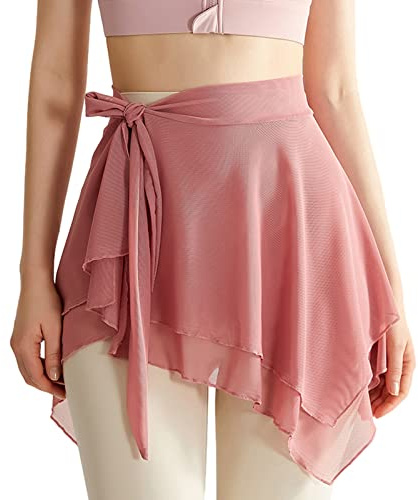 Hattba Jupe tutu de danse en maille avec ceinture nouée pour femme