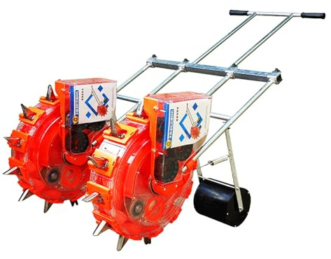 Asiwnshw Sembradora Manual portátil, esparcidora de Semillas Manual, máquina sembradora Manual y aplicadora de Fertilizantes, sembradora de hileras con Rodillos(9 Mouths)