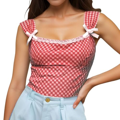 Trachten Oberteil Damen für Lederhose mieder, Damen Bluse Trachtenbluse Jasmin rot/Weiss kariert traditionelle taillierte Trachten mit Stehkragen & Herzknöpfen Kurzarm Moderne bayrische Blau M