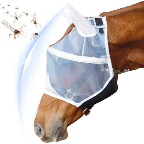 Copertura Anti-Mosche Per,Copertura Anti-Mosche Per Mucche Con Orecchie - Comoda Protezione Solare e Repellente in Rete Semitrasparente per Puledri Muli Bovini