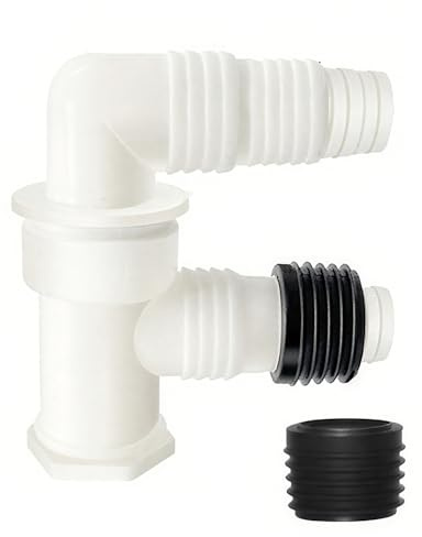 Double Elbow Washing Machine Floor Drain Connector – Universal Tee Joint Waste Pipe Adapter for Kitchen Sink, Laundry, Bathroom -Flexible Drainage Pipe Connector – Durable & Easy to Install