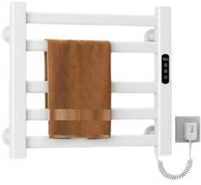 Scaldasalviette Elettrico Con Pannello Touch Ad Alta Definizione, Scaldasalviette Da Bagno A Parete, Impermeabile, Scaldasalviette Da Bagno Con Spina(White,5-layer)