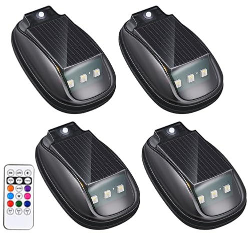 Éclairage de Cabine à Energie Solaire pour Camions | Feux De Toit pour Poids Lourd - Pack De 4 Étanche avec Détecteur Intelligent pour Moto Véhicules