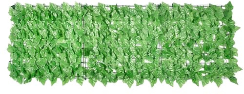 Sionhiuo Paneles de pared de hierba - Pantalla de privacidad de cobertura de hojas verdes artificiales con respaldo de malla - Paneles con protección UV, decoración de vid para valla de balcón, valla