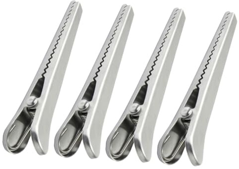 FIXOSHEE 4 pièces Lot de Clips de Fermeture Sacs en Acier Résistant Pinces Robustes pour Conserver Snacks et Aliments Frais Clips Polyvalents pour Sachets Usage Cuisine et Bureau