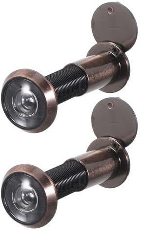 SHINEOFI Mirilla de Seguridad para Puerta de Aleación de Zinc Gran Angular 220° Diámetro 16 MM para Puertas de 39-59 CM de Grosor Color Rojo Antiguo Kit 2 Piezas Uso Interior y
