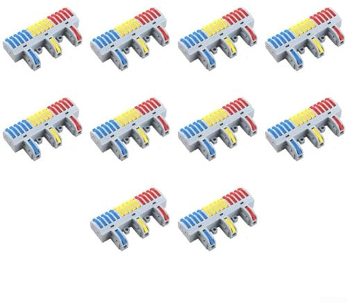 Connettori per cavi, 10 pezzi, 3 in 15 uscite, SPL-153, morsettiera a innesto rapido per installazione di cavi elettrici