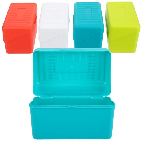 MAGICLULU Boîte à Fiches 3x5 Pouces Lot de 4 en Plastique Rigide Multicolore pour Rangement et Organisation de Fiches, Recettes, Notes et Cartes Postales, Clapet Sécurisé, Usage Bureau