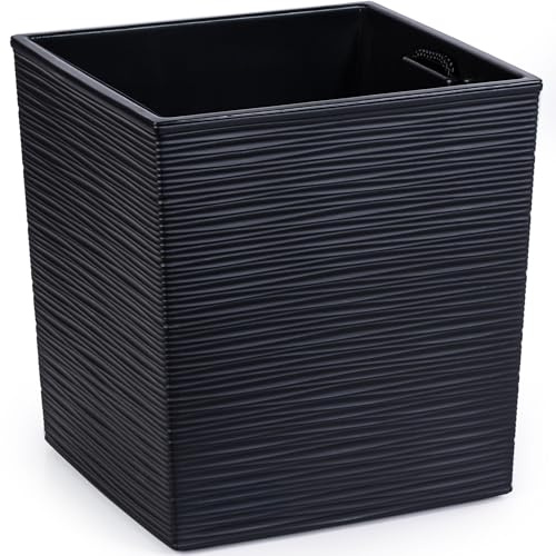 KONZEPT Pot de fleurs 30 x 30 cm avec insert - Grand pot de fleurs en plastique recyclé - Aspect traces de burins - Résistant aux intempéries et aux UV - Résistant aux rayures - Pour l'intérieur et