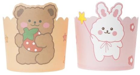 Snorvixre Paquete de 50 elegantes y bonitos cuencos de papel para cupcakes para hornear y decorar sin esfuerzo en cualquier celebración, tazas de postre para uso diario