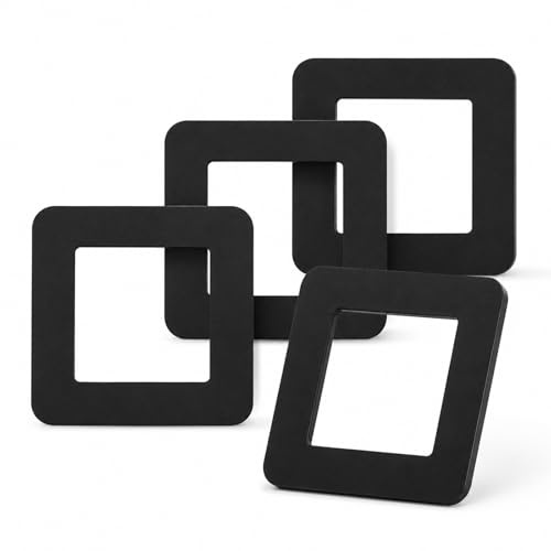 4 Pcs Black Light Switch Surround Socket Surround Cover Plates 8.6X8.6Cm | Premium Plastic, Starry Black, For Home, Office, Shops, For Renters And DIY Users, Self-Adhesive, Hides Wall Marks