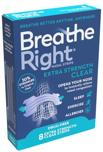 Breathe Right, Extra Strength Clear Nasal Strips, One Size, 8 Pieces