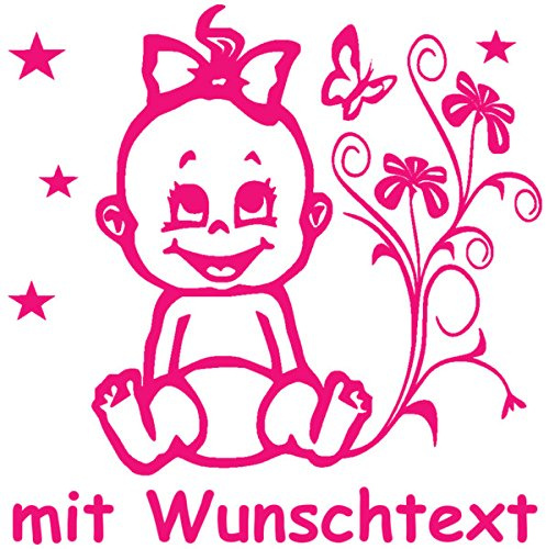 Hoffis Premium Babyaufkleber mit Name/Wunschtext Baby Kinder Autoaufkleber - Motiv 1309 (16 cm) - Farbe und Schriftart wählbar