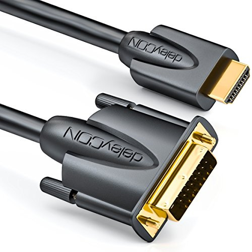 deleyCON 5m HDMI till DVI-kabel - HDMI Hane till DVI Hane 24+1-1080p FULL HD HDTV 1920x1080 - Guldpläterade Kontakter - TV Beamer PC - Svart